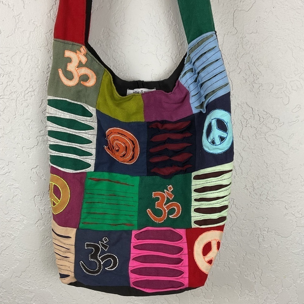 Tribe Azure Cotton Hobo Shoulder Crossbody Bag Razor Cut - Picture 2 of 8